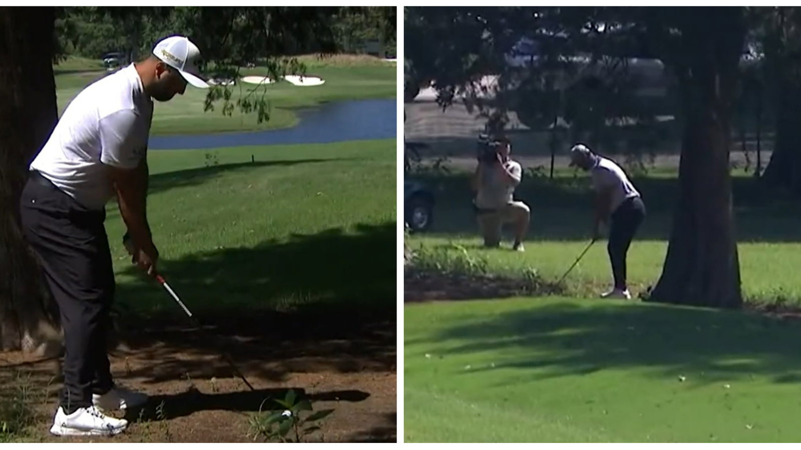 WATCH: Jon Rahm makes hilarious par after skipping (?!) ball over water